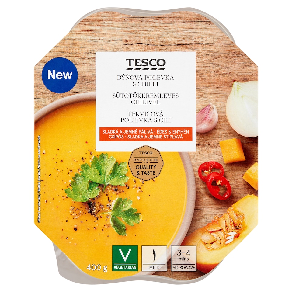 Tesco édes & enyhén csípős sütőtökkrémleves chilivel 400 g