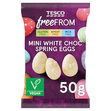 Tesco Free From Mini White Choc Spring Eggs 50g