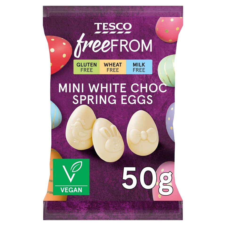 image 1 of Tesco Free From Mini White Choc Spring Eggs 50g