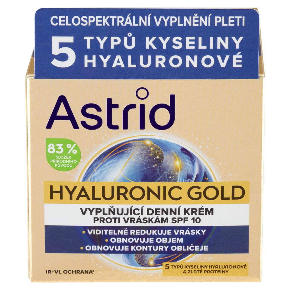 obrázok 1 z Astrid Hyaluronic Gold vyplňujúci denný krém proti vráskam SPF 10 50 ml