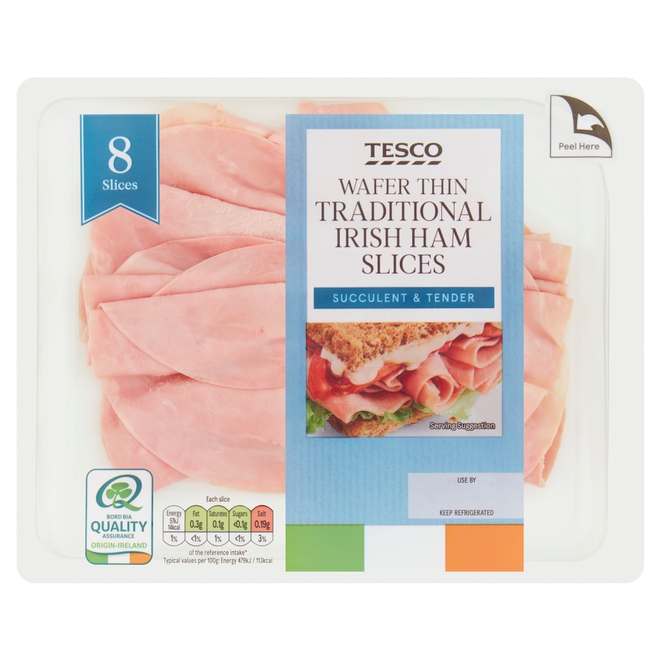 Tesco Wafer Thin Traditional Irish Ham Slices 100G