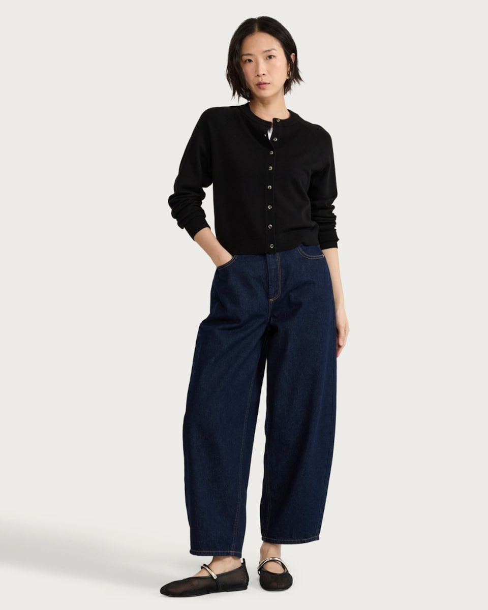 image 1 of F&F Knitted Button Up Long Sleeved Cardigan in Black