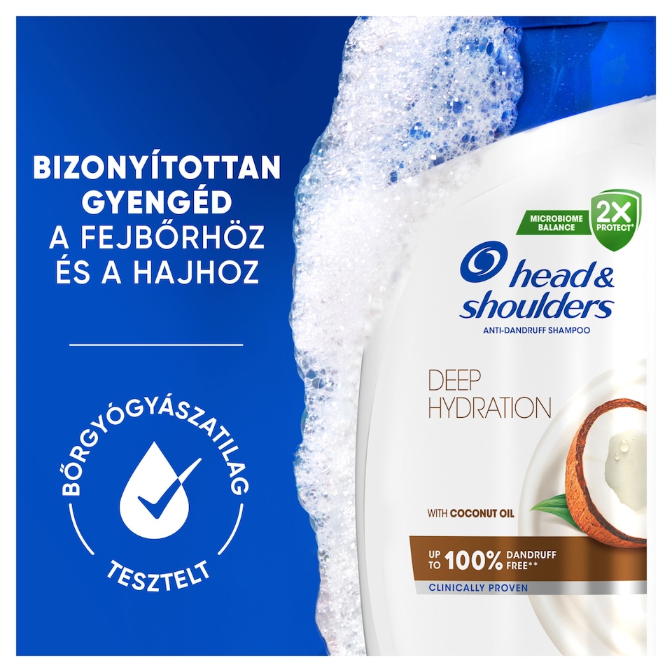 Head & Shoulders Deep Hydration korpa elleni sampon 400ml kókuszolajjal, napi használatra  1. kép