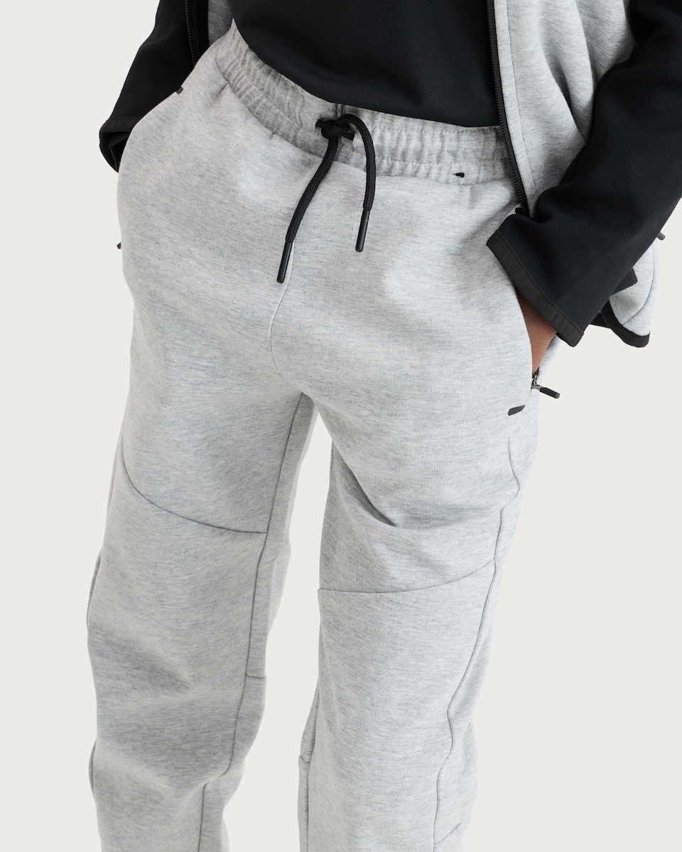 image 1 of F&F Active Boys TECHSPORT Panelled Cuffed Joggers in Grey Marl