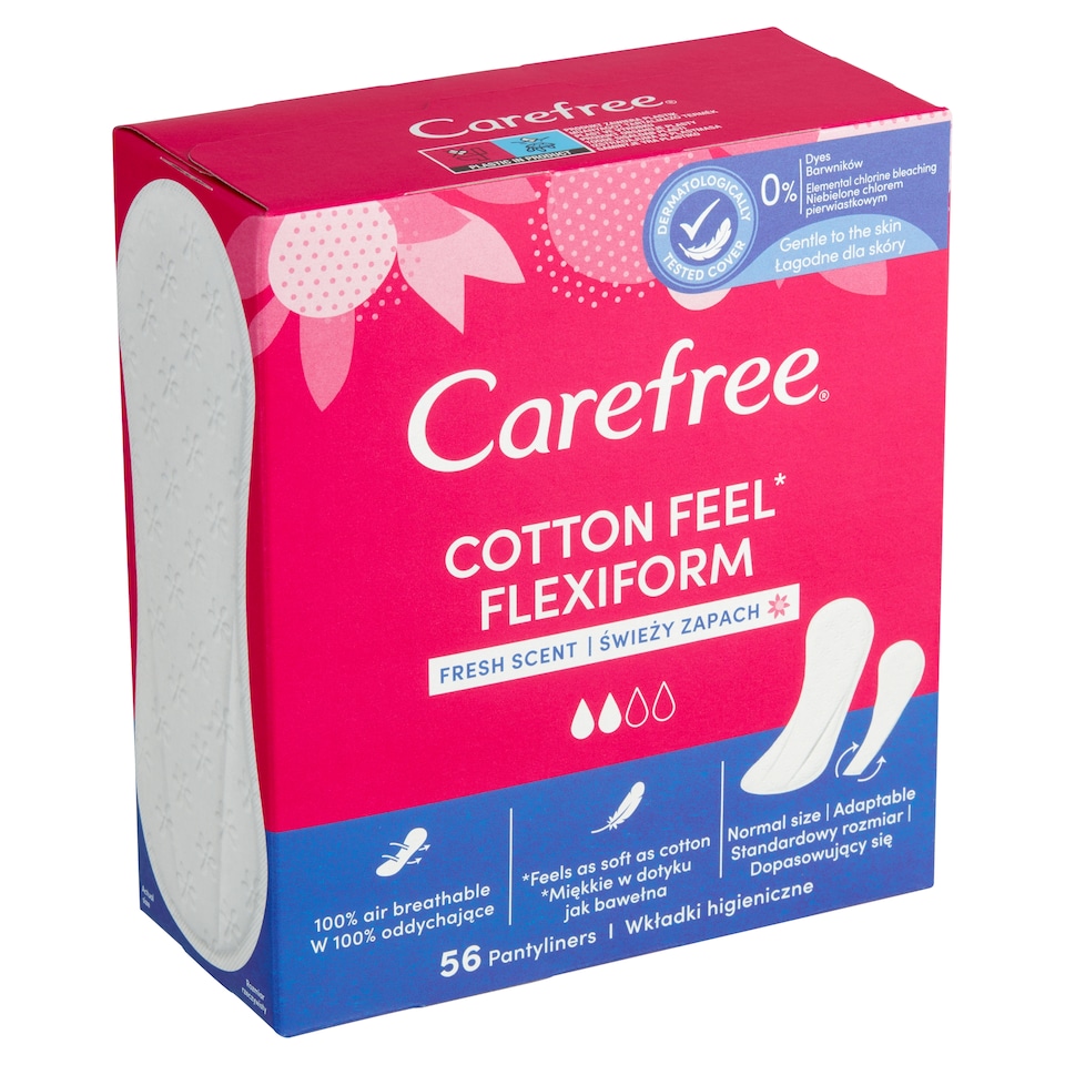 Obrázek 1 pro produkt Carefree Cotton Feel Flexiform slipové vložky se svěží vůní 56 ks
