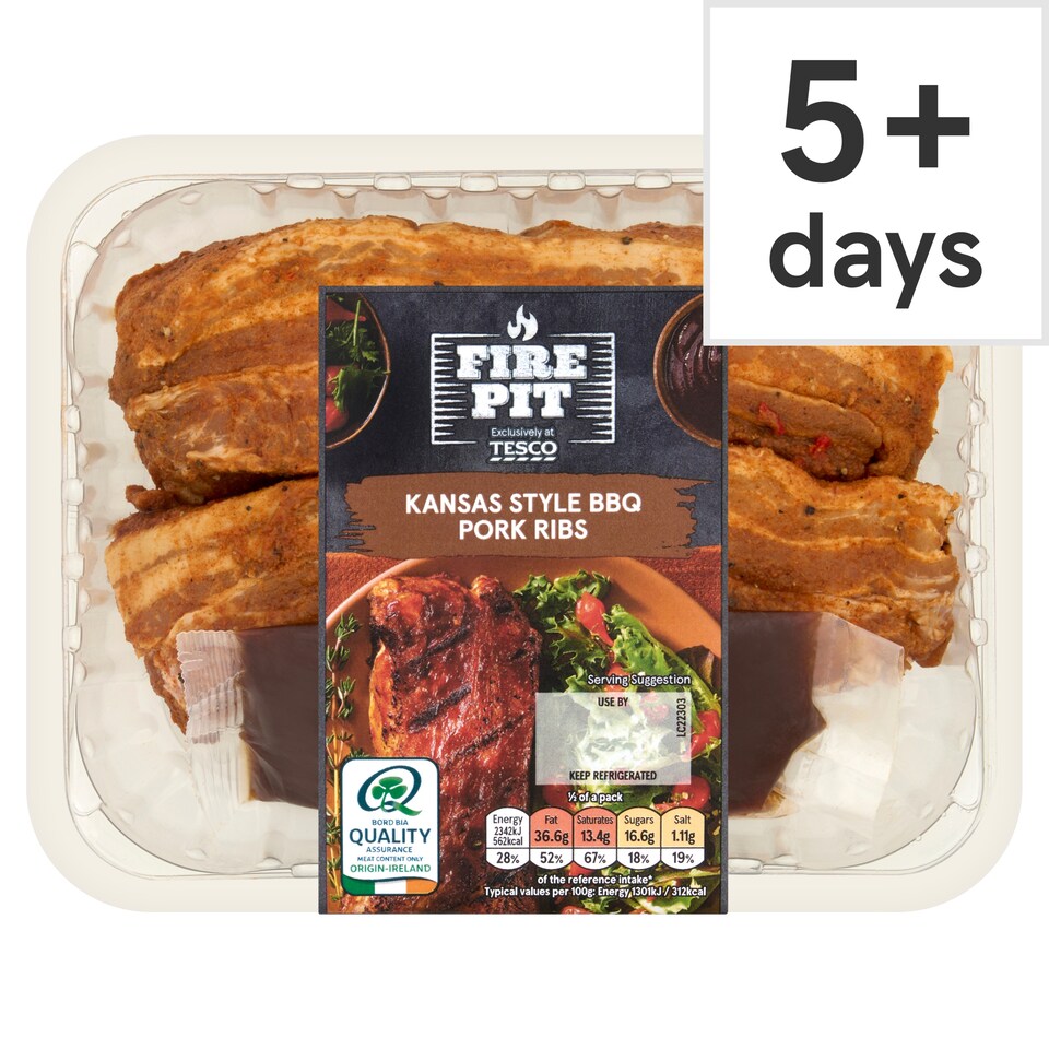Tesco Fire Pit Kansas Style BBQ Pork Ribs 600g