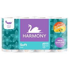 Harmony Soft White Toilet Paper 3 Ply 8 pcs