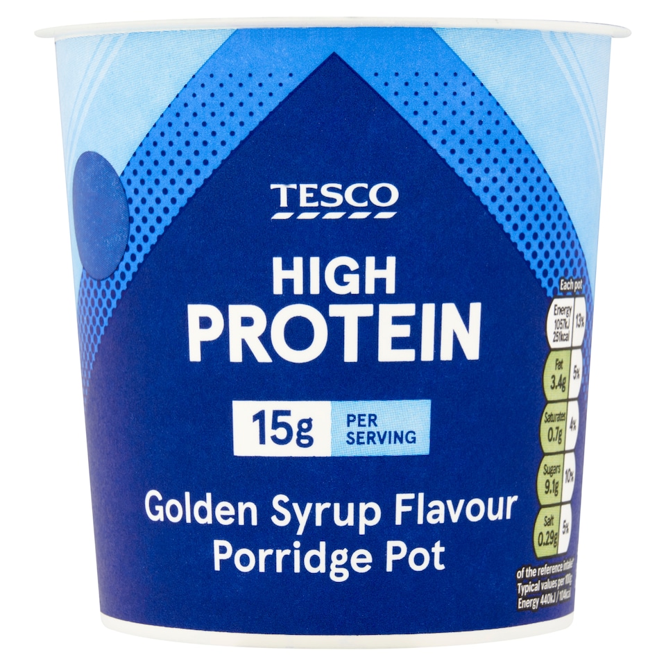 Tesco High Protein Golden Syrup Flavour Porridge Pot 70g
