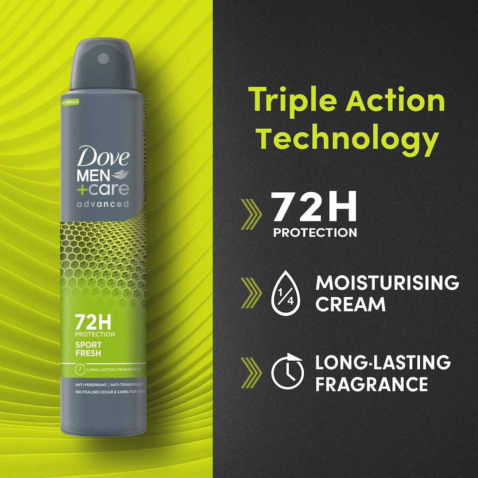 image 1 of Dove Men+Care Sport Fresh 72h Antiperspirant Deodorant 200ml