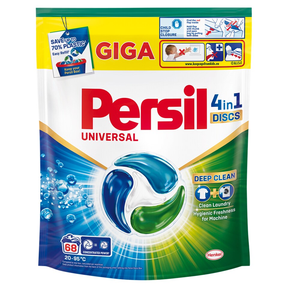 image 1 of Persil Discs 4in1 Deep Clean Universal Concentrated Dosed Detergent 68 Washes 1122 g