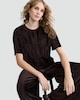 image 1 of F&F Velvet Textured Short Sleeved Co-ord Top in Brown