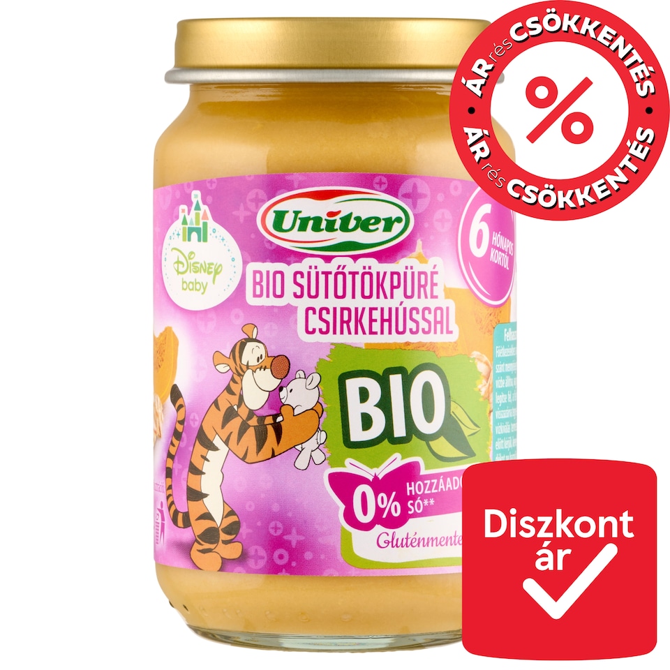 Univer Disney Baby bio sütőtökpüré csirkehússal bébiétel 6 hónapos kortól 163 g  1. kép