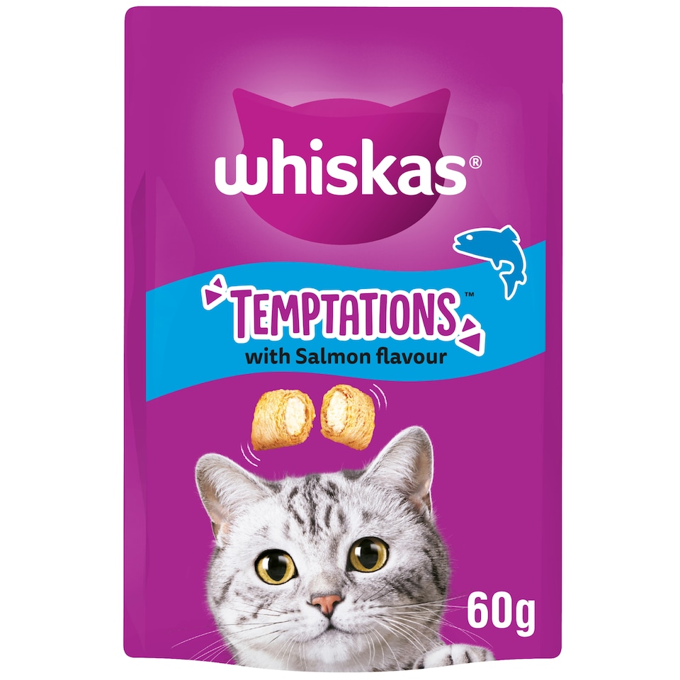 image 1 of Whiskas Temptations Salmon Flavour Cat Treats 60g