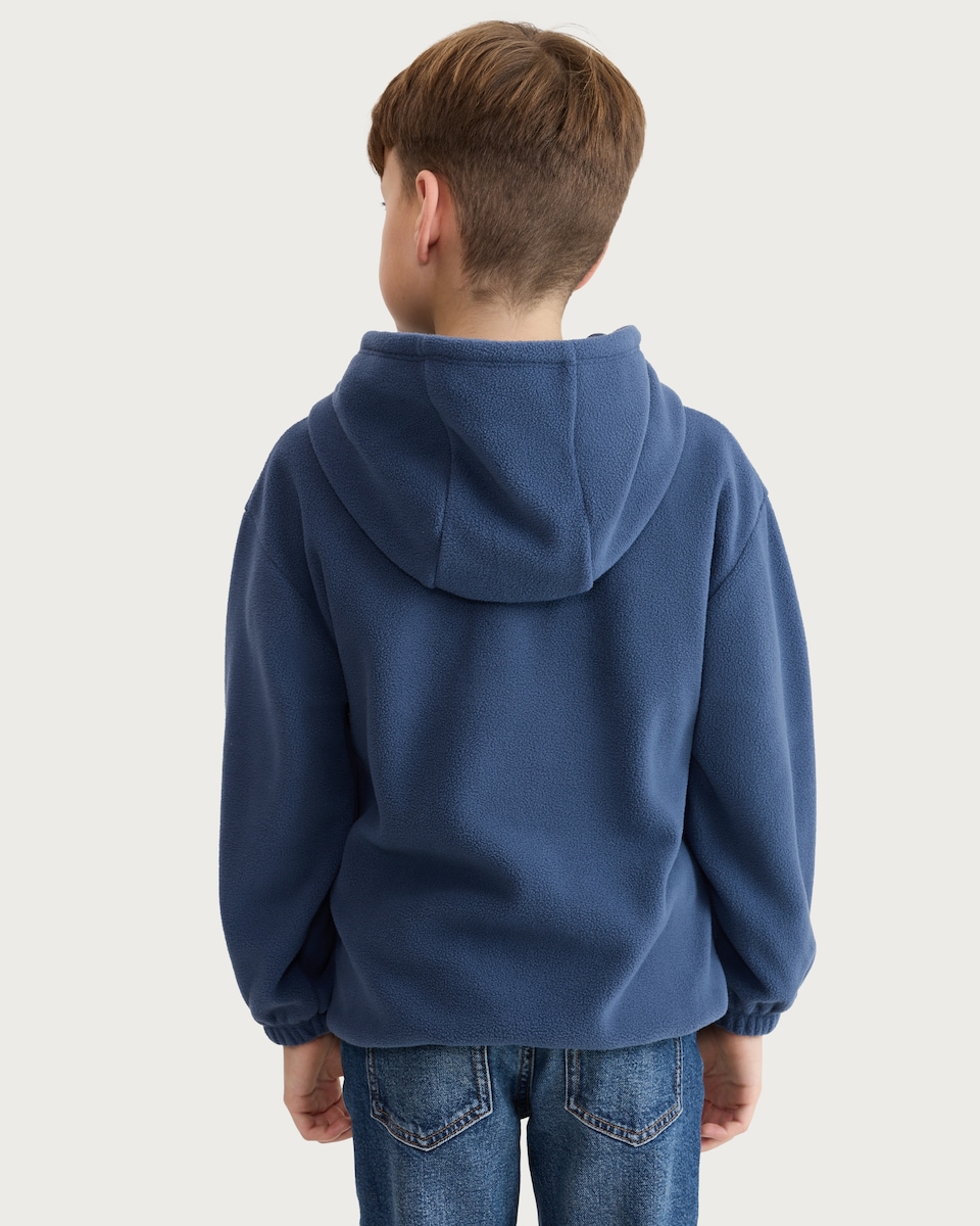 image 1 of F&F Boys Fleece Half Zip Oversized Fit Hoodie in Blue