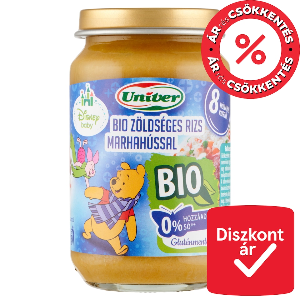 Univer bio zöldséges rizs marhahússal bébiétel, 8 hónapos kortól 163 g  1. kép