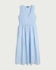 image 4 of F&F Shirred V Neck Midi Dress in Blue