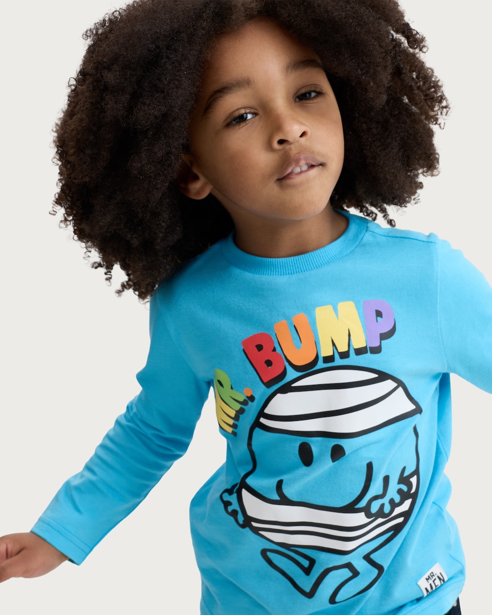 image 1 of Mr Men & Little Miss Mr. Bump Pure Cotton Long Sleeved Top in Blue