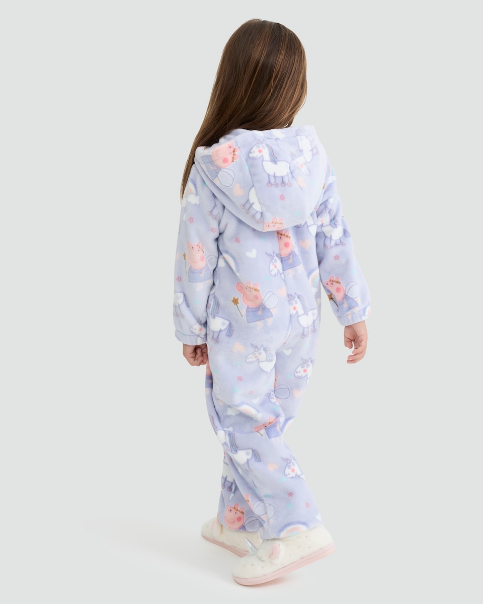 image 1 of Peppa Pig Unicorn Print Fleece Onesie in Lilac