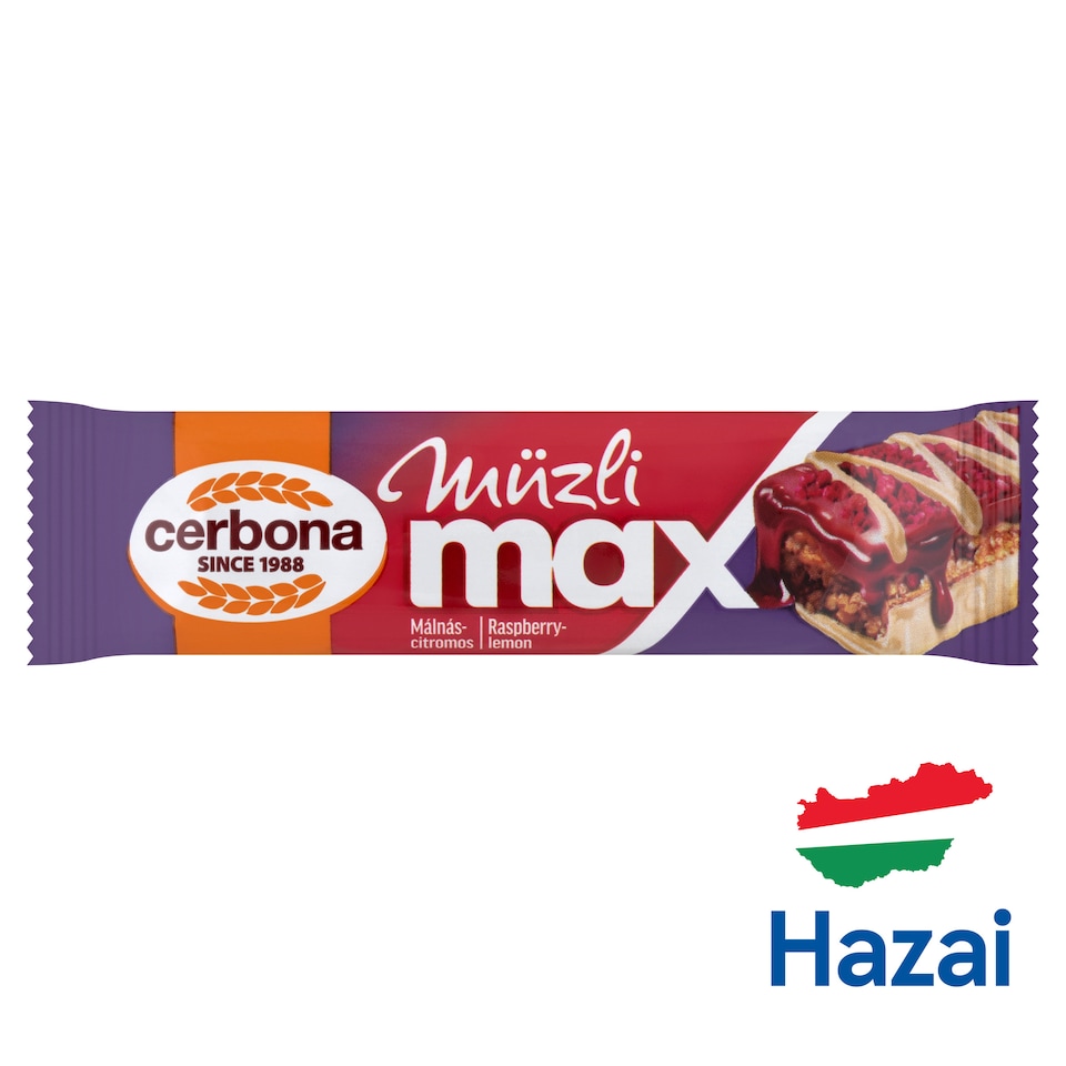 Cerbona Müzli Max málnás-citromos müzliszelet 30 g  1. kép