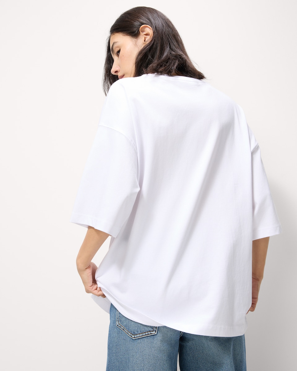 image 1 of F&F Pure Cotton Oversized Fit T-Shirt in White