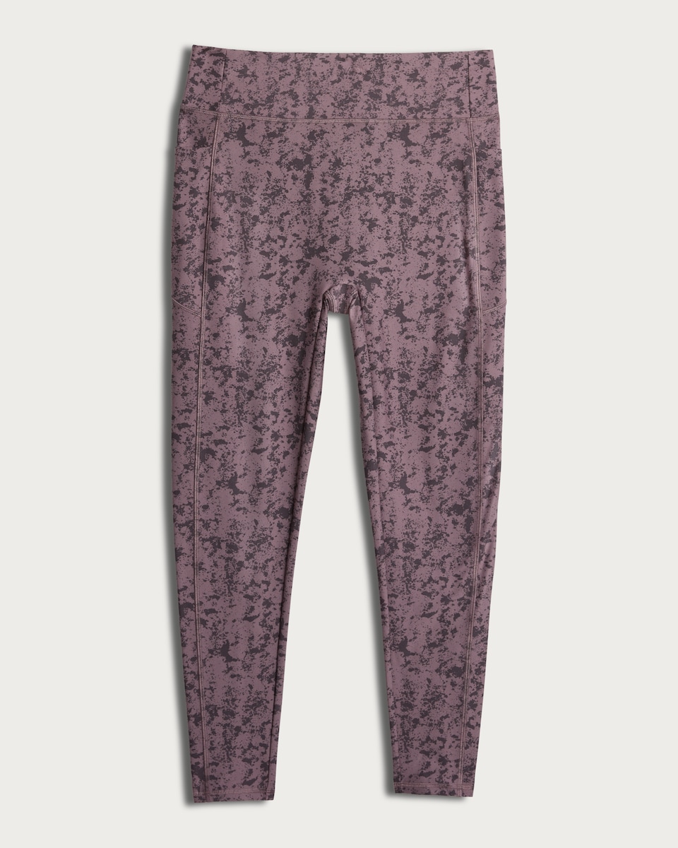 image 1 of F&F Active Everyday Supersoft Abstract Print High Waisted Leggings in Multi Purple