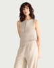 image 1 of F&F Cotton Rich Ribbed Button Front Vest in Neutral