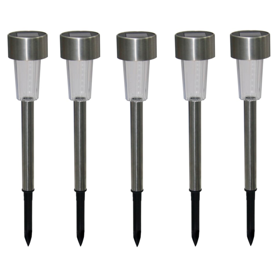 Tesco 5 Solar Stake Lights Stainless Steel