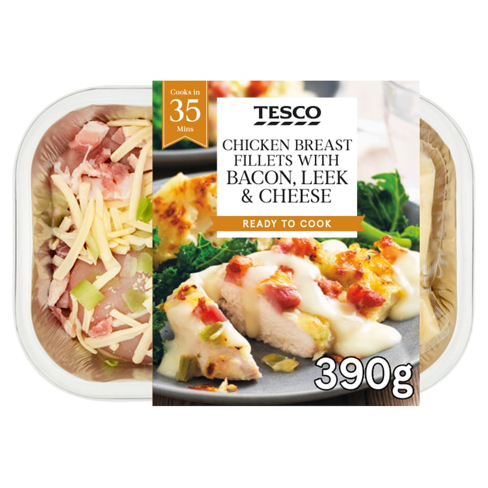 Tesco Cheese Leek & Bacon Chicken Breasts 2 Pack 390G