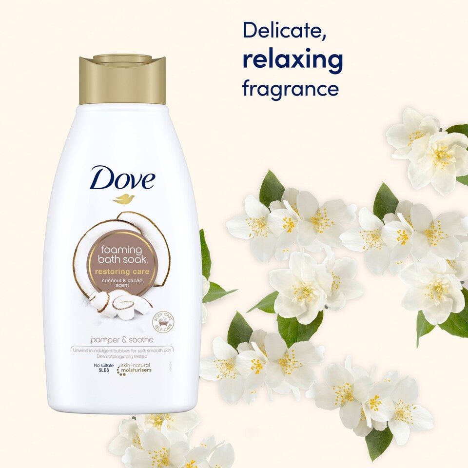 image 1 of Dove Restoring Care Coconut Cacao Bath Soak 450Ml