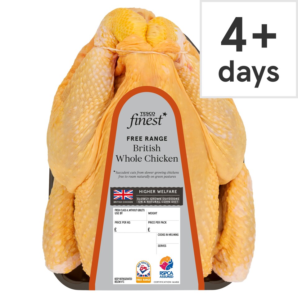 Tesco Finest British Free Range Corn Fed Whole Chicken 1kg-2.3kg