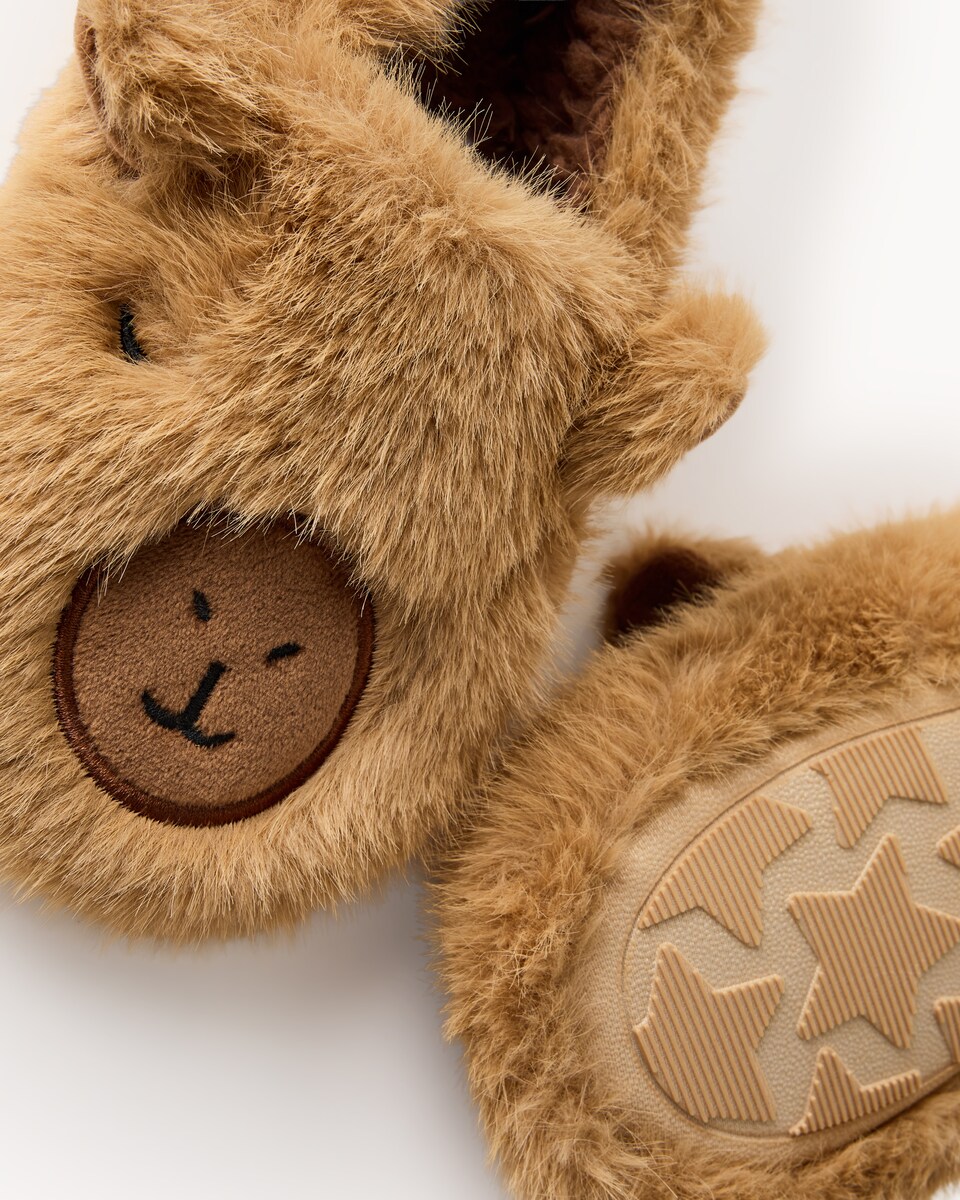 image 1 of F&F Unisex Fluffy Capybara Slippers in Brown