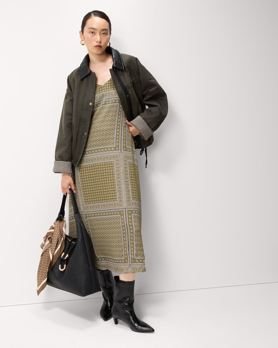 image 1 of The F&F Edit Cotton Rich Barn Jacket in Khaki