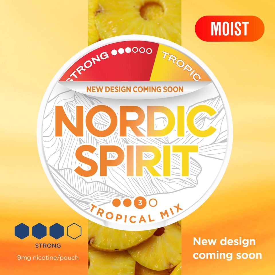 image 1 of Nordic Spirit Tropical Mix Tobacco Free Nicotine Pouches Strong 20 Pack 9mg 14g