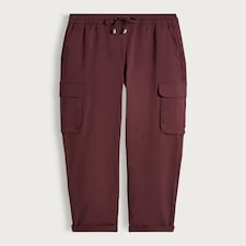 F&F Ultra Comfort Cuffed Cargo Trousers in Burgundy