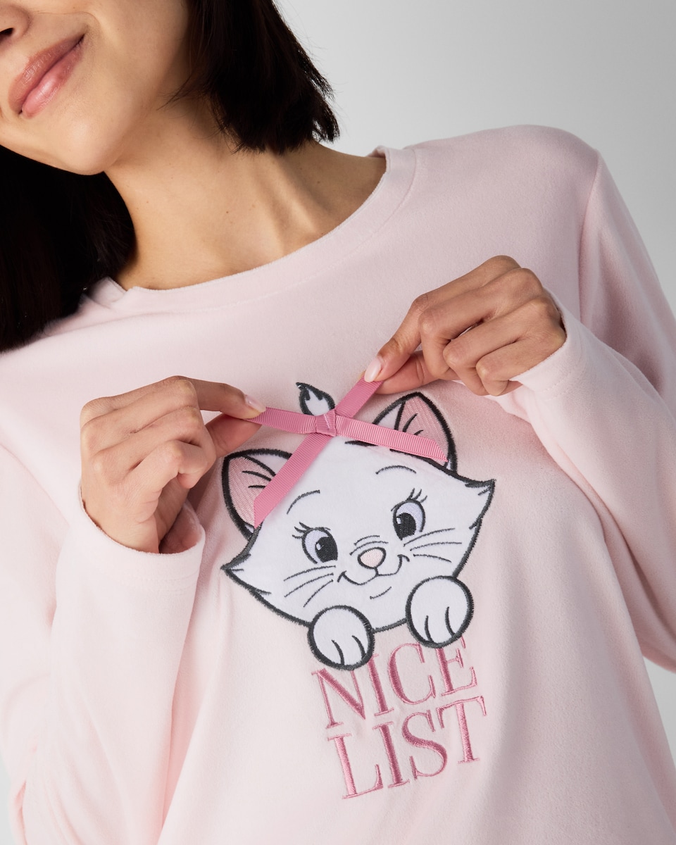image 1 of Disney Aristocats Fleece Marie Pyjama Set in Multi Pink