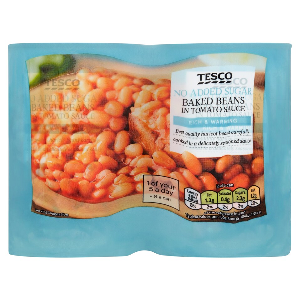Tesco Baked Beans No Added Sugar 4 X 420G Tesco Groceries