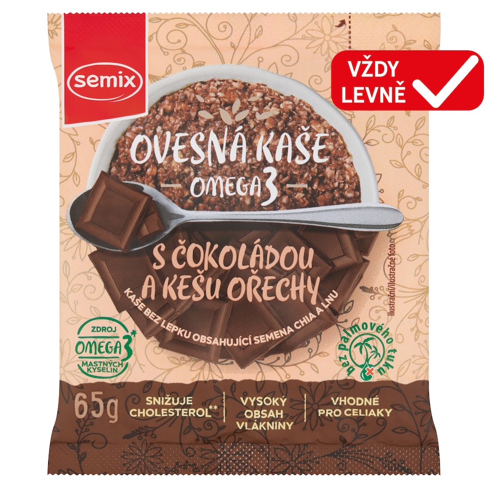 Semix Ovesná kaše s čokoládou a kešu ořechy 65g
