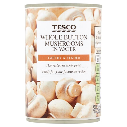 Tesco Whole Button Can Mushrooms 285G Tesco Groceries