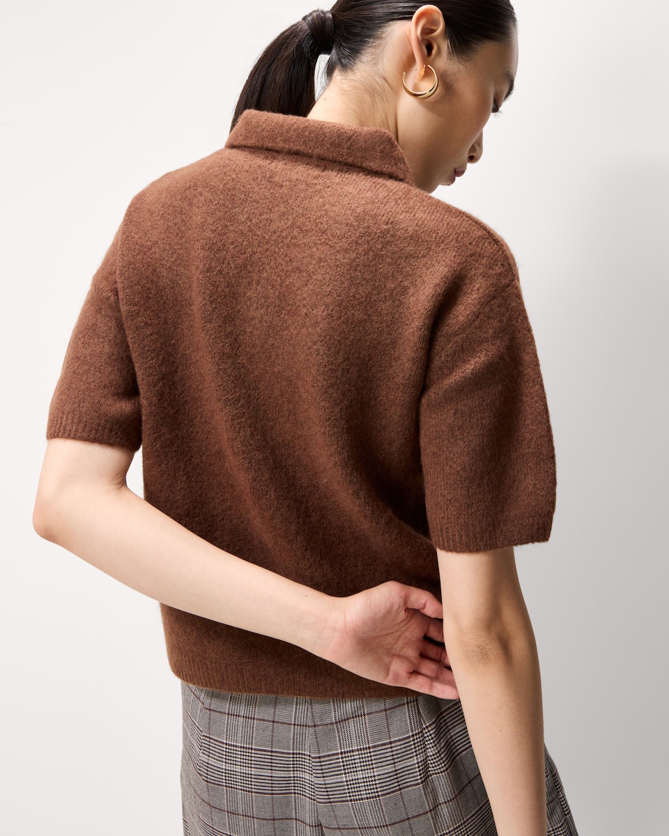 image 1 of F&F Textured Polo Jumper in Brown