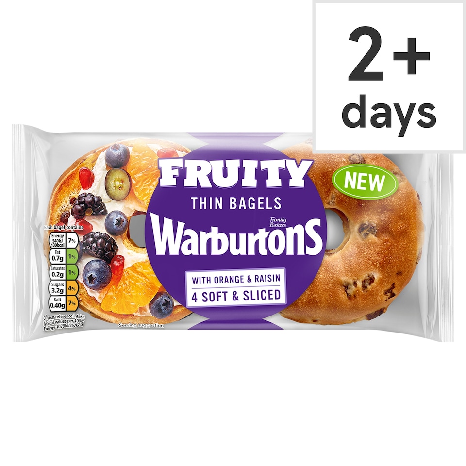 Warburtons Fruity Thin Bagels 4 Pack