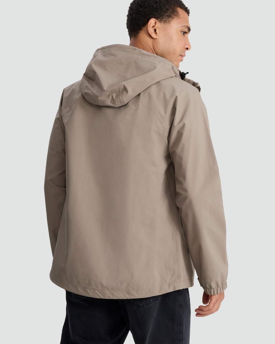 image 1 of 9 Peaks Hooded Zip Up Waterproof Jacket in Stone