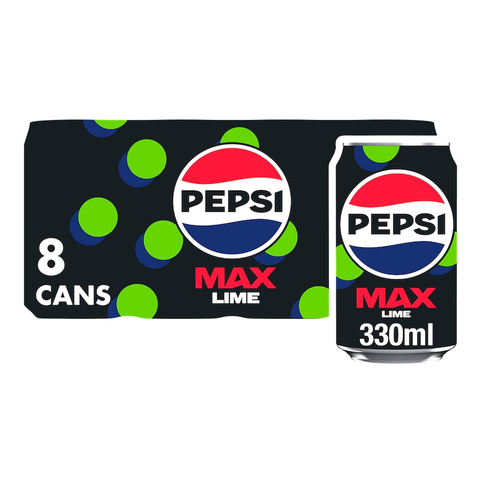 image 1 of Pepsi Max Lime No Sugar Cola Cans 8x330ml