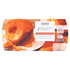 Tesco Syrup Sponge Puddings with Golden Syrup 2 Pack 110g