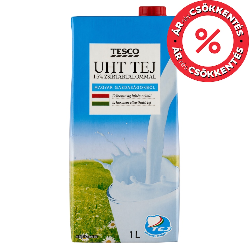Tesco UHT zsírszegény tej 1,5% 1 l