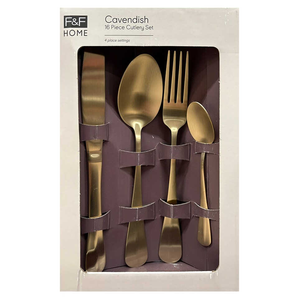 image 1 of F&F Home Cavendish Gold Brushed Cutlery Set 16 pcs