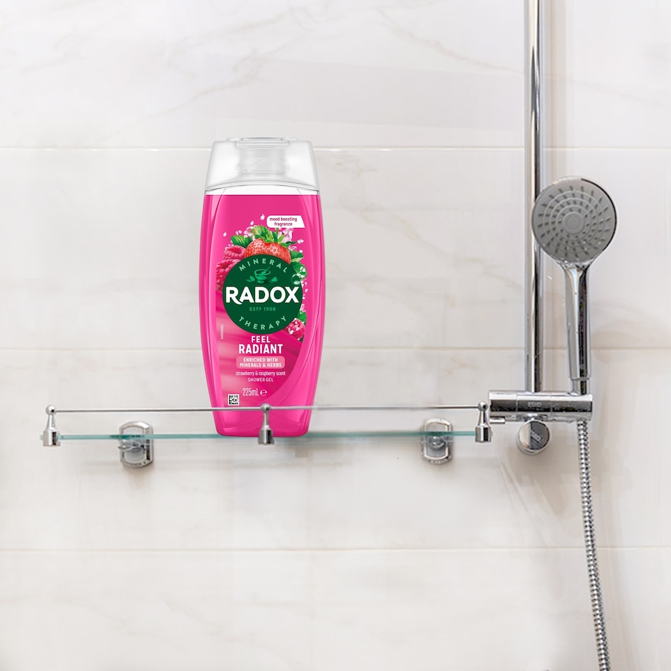image 1 of Radox Strawberry Feel Radiant Shower Gel Body Wash 225ml