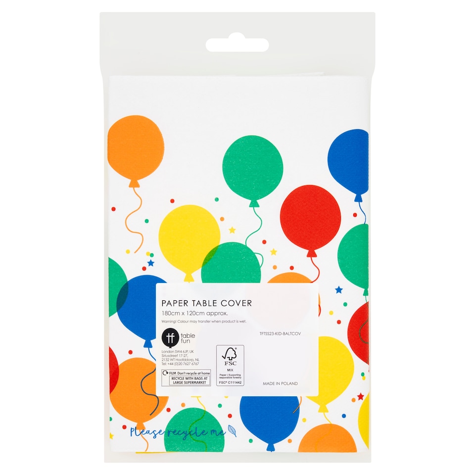 Balloons Table Cover 180Cm X 120Cm
