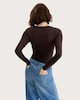 image 3 of F&F Polyamide Square Neck Long Sleeved Bodysuit in Chocolate