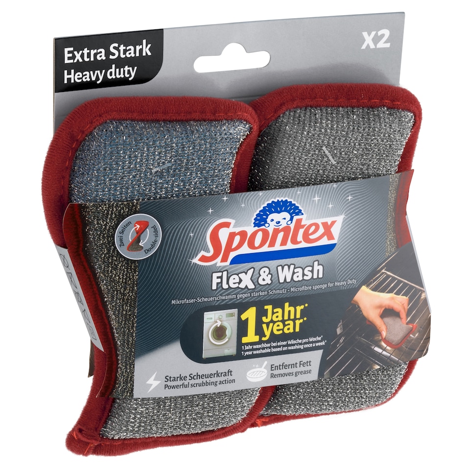Obrázek 1 pro produkt Spontex Flex & Wash Heavy Duty houba 2 ks