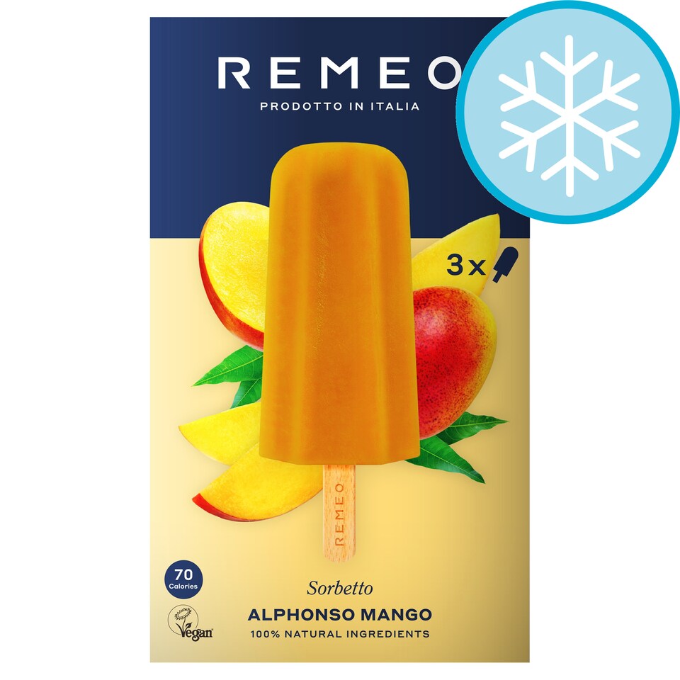 Remeo Alphonso Mango Sorbetto Ice Lollies 3 x 70g